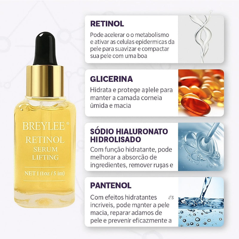 Sérum Retinol Anti-Rugas Combate Linhas De Expressão, olheiras, Flacidez e Viço